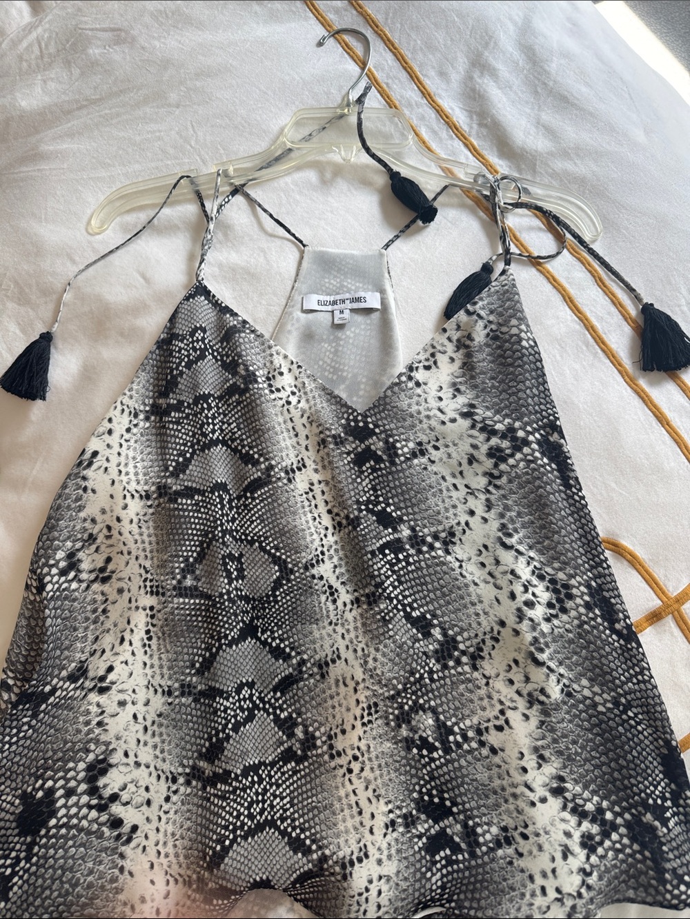 Elizabeth and James Black & White Snake-Print Silk Cami